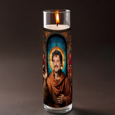 Pedro Pascal prayer candle, designed by Pray To The Stars